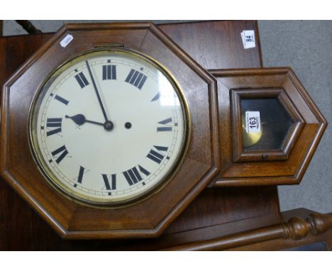 20th Century oak cased Schoolhouse wall hanging clock 