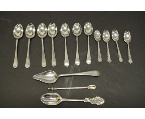 A selection of silver spoons, various dates and makers; to include a Victorian Britannia standard spoon, by Hyam &amp; Hyams,