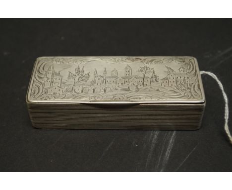 A Portuguese silver rectangular snuff box,&nbsp;1843-53, 9cm. 