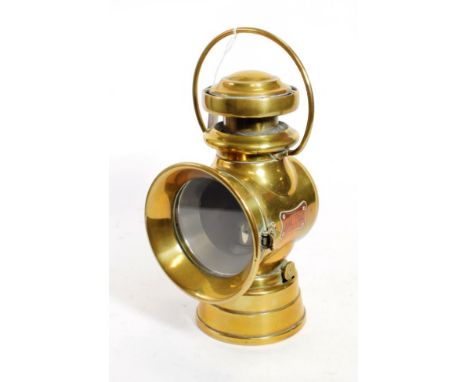 An Early 20th Century Brass Lucas King-of-the Road 724 Carbide Lamp, 32cm high