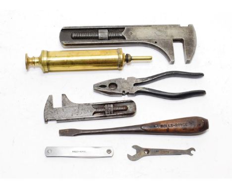 Vintage Tools, to include a wooden-handled screwdriver, a folding feeler gauge made by Moore &amp; Wright, a double-ended mag