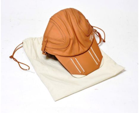 An Official Ferrari California Brown Leather Racing Cap, model F91148, in unused condition, with original tags and official p