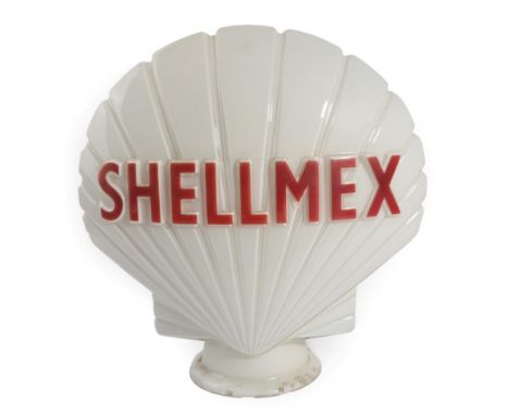 A Shell-Mex Opaque Glass Petrol Pump Globe, stamped Hailware British Made, the neck stamped Property of Shell-Mex and BP Ltd 