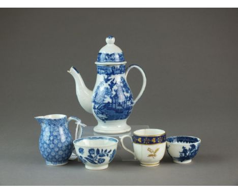A small group of toy tea and coffeewares late 18th and early 19th century comprising a pearlware coffee pot and cover, of bal