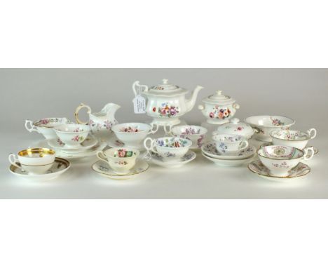 A group of mid-19th century child's teawares comprising the following by Samuel Alcock; a teacup and saucer, circa 1835 decor