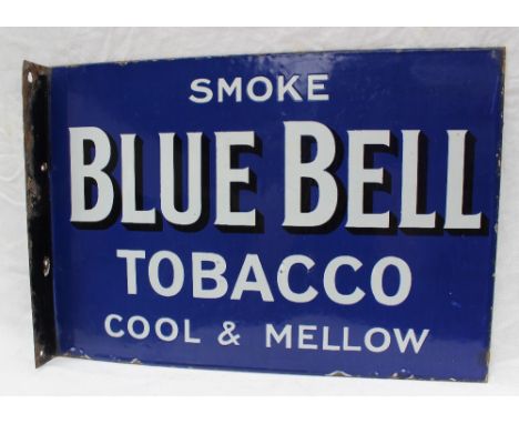 A Blue Bell Tobacco enamel sign, "Smoke Blue Bell Tobacco, Cool & Mellow", 35.5 x 51cm