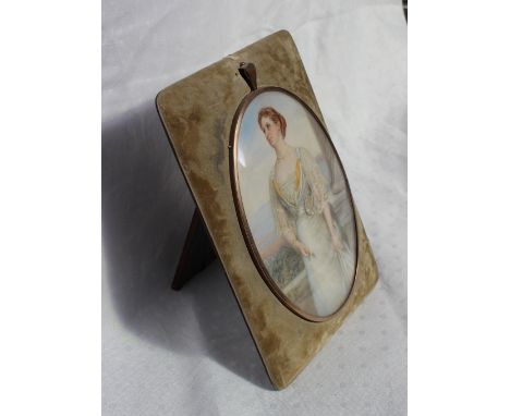 Ethel Jenner RosenbergMrs Dudley DrummondA three quarter length portrait standing on a terrace with the sea beyondAn oval min