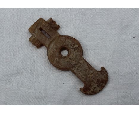 Property of a Viscount: A Jade pendant of arrow shape, 6.8cm long, boxed CONDITION REPORT: Provenance: From the collection of