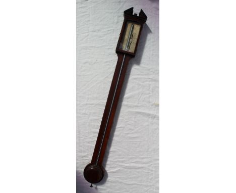 A 19th century rosewood stick barometer, the silvered dial with mercury tube and separate alcohol thermometer, inscribed A Co