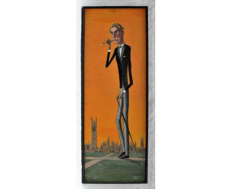 Paul ShrederFull length self portrait in black tieOil on boardSigned and dated 196191.5 x 32.5cm