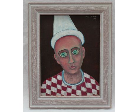 Jack JonesHead and shoulders portrait of a clownOil on boardSigned and dated '9219 x 14cm CONDITION REPORT: Provenance: Consi