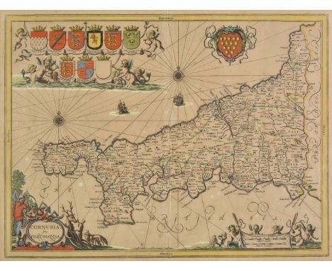 * Cornwall. Jansson (Jan), Cornubia sive Cornwallia, published Amsterdam, circa 1650, engraved map with contemporary outline 