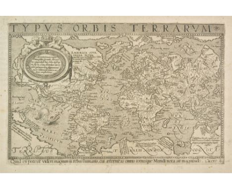 World. Andreas (Lambert), Typus Orbis Terrarum, Cologne [1596 - 1612], uncoloured engraved map on Mercator's projection, slig
