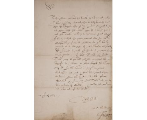 Great Plague.- Burgess (William, Clerk to Sir Robert Long, Auditor of the Reciept in the Exchequer) Autograph Letter signed t