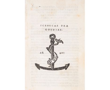 Seneca (Lucius Annaeus) Tragoediae, edited by Girolamo Avanzi, collation: a4 b-z8 A-D8 E4, woodcut printer's device to title 