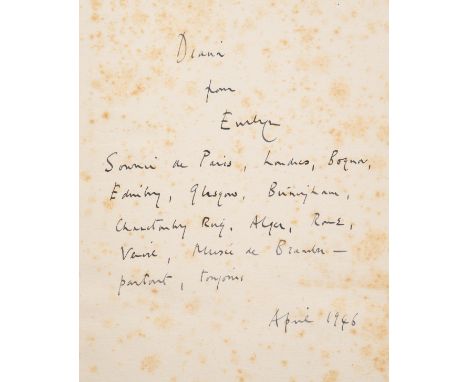 Waugh (Evelyn) Brideshead Revisited, third edition, signed presentation inscription from the author "Diana from Evelyn | Sour