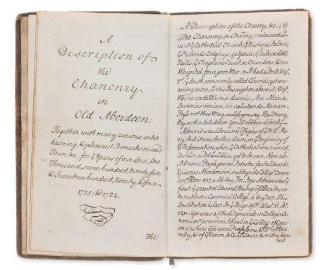 Scotland, Aberdeen.- [Orem (Thomas, historian, d. 1730)] A Description of the Chanonry in Old Aberdeen... King’s College…, ma