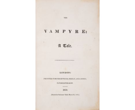 [Polidori (John)] The Vampyre; A Tale, first edition, third issue, lacking half-title, occasional light soiling, Printed for 
