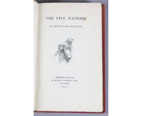 An antique bound volume First Edition 'The Five Nations' by Rudyard Kipling dated 1903.