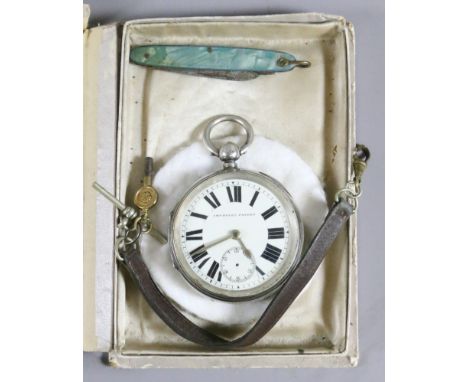 An Edwardian silver cased gentleman's pocket watch by B. Cramer of Manchester with enamel dial having Roman numeral markers a