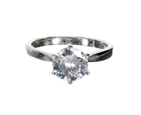 Fine platinum solitaire diamond ring, round brilliant 1.60ct approx, clarity SI2, colour H/I, 9.5mm, 4.8gm, ring size N (6002