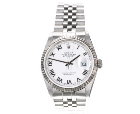 Rolex Oyster Perpetual Datejust stainless steel gentleman's bracelet watch, ref. 16234, circa 1997, serial no. U87xxxx, circu