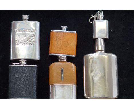 6 Hip flasks &amp; 1 key ring flask 