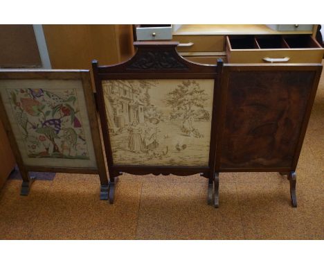 William Morris style tapestry fire guard together with 2 others 