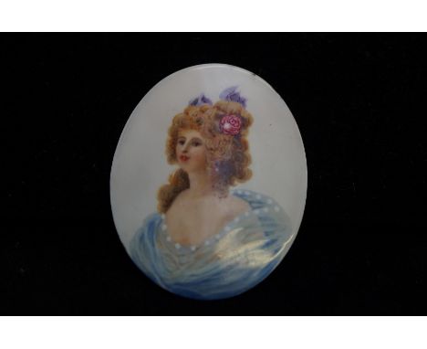 Hand painted ceramic miniature plaque Length 4.5 cm 
