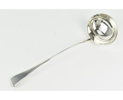 A large Victorian silver soup ladle by Chawner &amp; Co, London 1852, in the old English pattern, 32 cm long, 199 grams 