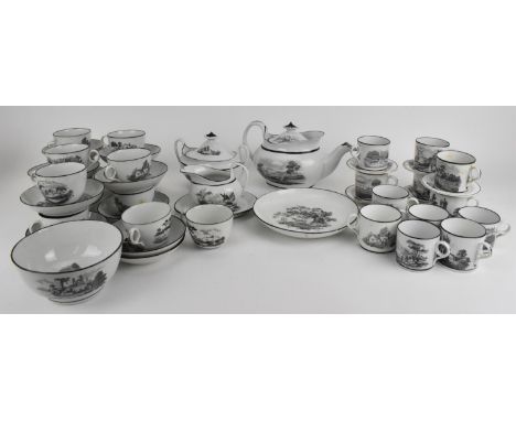 A George III period thirty eight piece New Hall tea and coffee service, circa 1805, pattern number 709, made of hard paste po