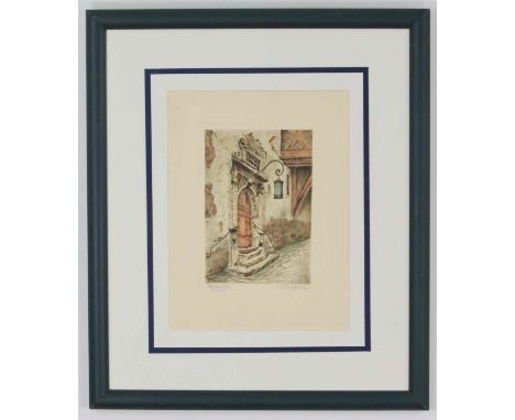 Architectural drawing, Harry Zeegers (1929)        Depicting the Rothenburg Altes Rathausportal.    Width 29 cm height 39 cm