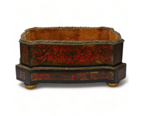 19th century tortoiseshell and brass Boulle marquetry planter of rectangular form, with serpentine sides and canted corners, 