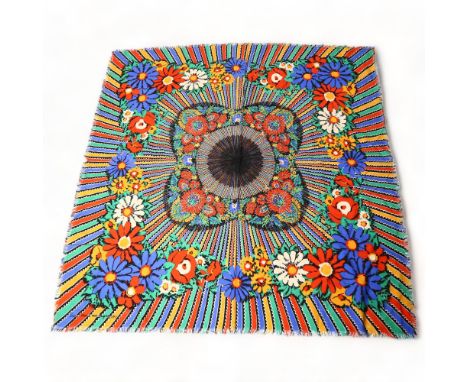 SUSAN COLLIER for LIBERTY - printed Varuna wool shawl/scarf, 1977 Good condition