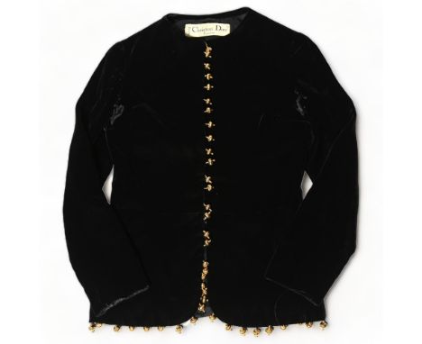 CHRISTIAN DIOR - black velvet jacket with gold buttons, size 12Good condition 