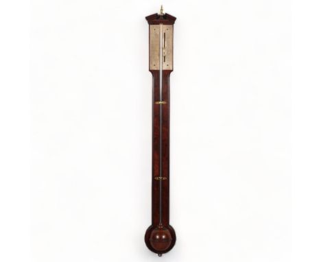 A mahogany stick barometer, with engraved silvered dial signed Springer of Bristol, length 92cmGood condition 