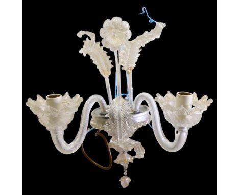 A Murano handmade gilded glass twin-branch wall light fitting, height approx 36cm 