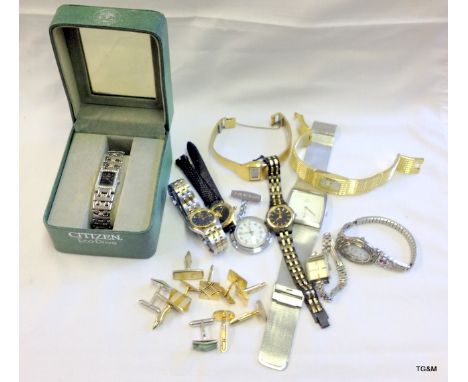 A mixed selection of watches and cufflinks