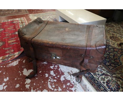 Antique leather car trunk 