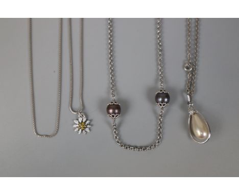 4 silver necklaces 