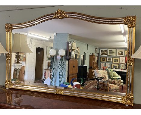Large gilt framed overmantle mirror - Approx overall size: 184cm x 114cm 