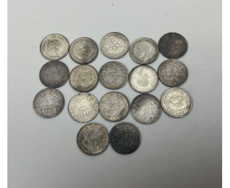 Collection of silver 3 pences' 