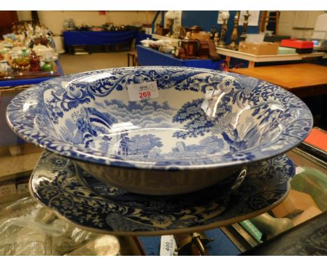 SPODE ITALIAN BOWL, PLATE, ONE ABBEY PLATE ETC (4) 