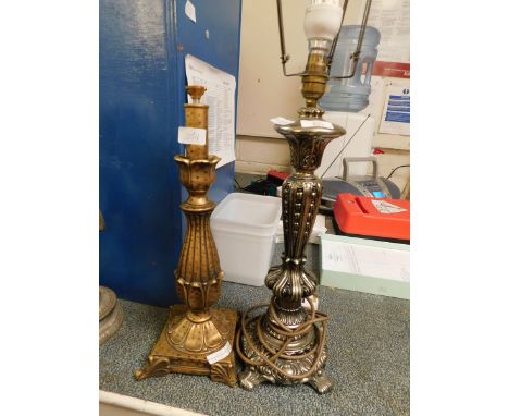 DECORATIVE METAL LAMP TOGETHER WITH A FURTHER BRASS EFFECT LAMP (2) 