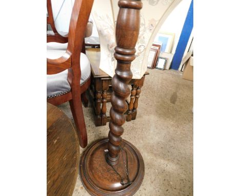 OAK BARLEY TWIST STANDARD LAMP AND SHADE 