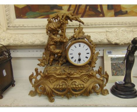A French gilt framed Ormulu mantle clock, working