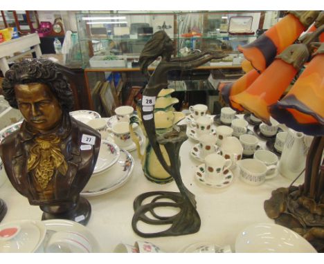 A bronze Artdeco lady lamp base
