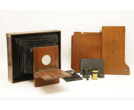 A mahogany and brass full plate field camera