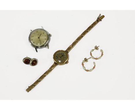 A collection of jewellery and watches, including a ladies Timex watch with Arabic numerals, a ladies rolled gold watch with b
