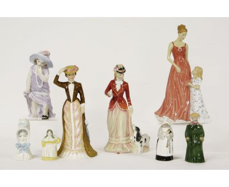 A quantity of ceramic figures and snuffers, including Doulton and Worcester (8)